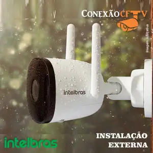 Câmera Wi-fi im5 sem fio intelbras externa instalada